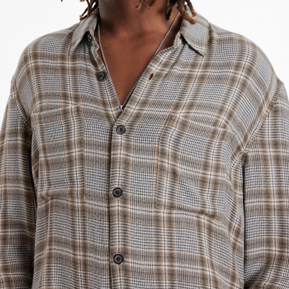 $248 NWT John Varvatos Cole Shirt Men's XXL 2XL Button Down Tan Plaid Mauvewood - Picture 7 of 12